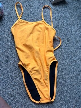 Yellow One-Piece Swimsuit with Slim Straps